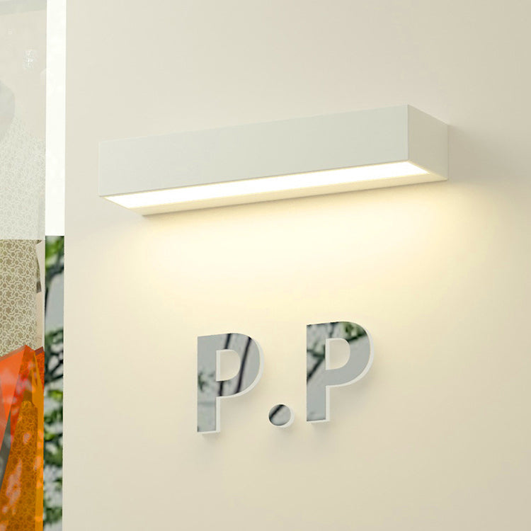 Sleek Modern Minimalist Aluminum & Glass Rectangular LED Outdoor Wall Sconce for Patio