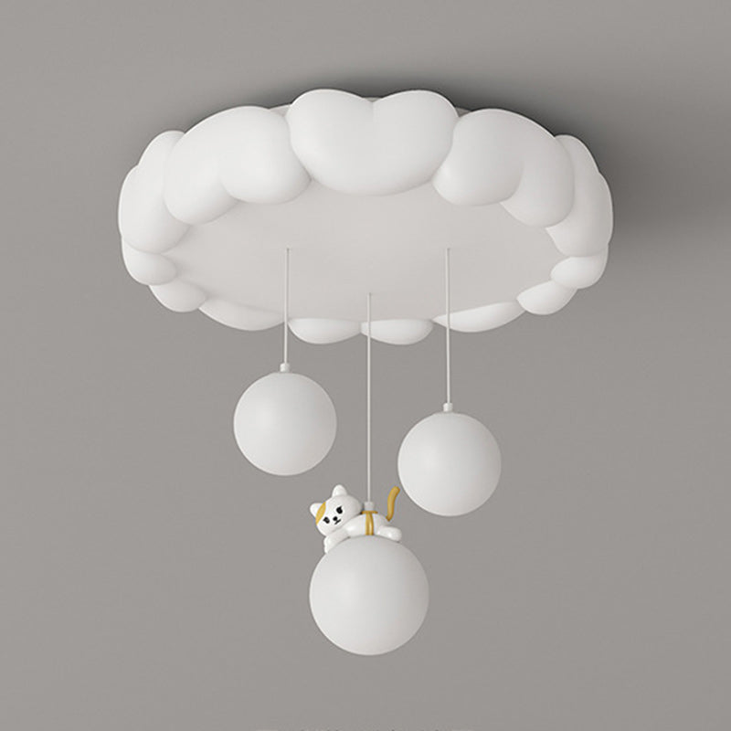 Modern Art Deco Iron-PE Heart-Shaped LED Flush Mount Ceiling Light for Kids’ Bedroom – Round Fixture