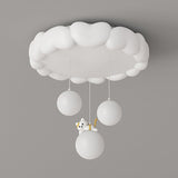 Modern Art Deco Iron-PE Heart-Shaped LED Flush Mount Ceiling Light for Kids’ Bedroom – Round Fixture