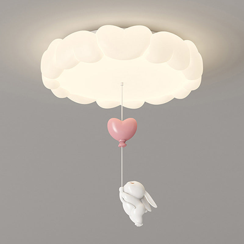 Modern Art Deco Iron-PE Heart-Shaped LED Flush Mount Ceiling Light for Kids’ Bedroom – Round Fixture