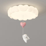 Modern Art Deco Iron-PE Heart-Shaped LED Flush Mount Ceiling Light for Kids’ Bedroom – Round Fixture