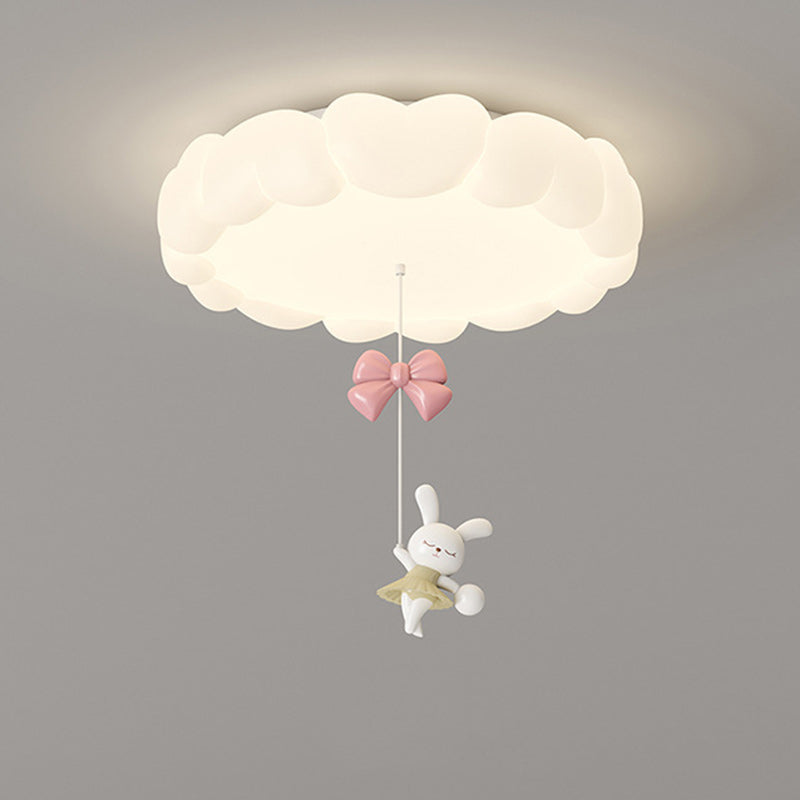 Modern Art Deco Iron-PE Heart-Shaped LED Flush Mount Ceiling Light for Kids’ Bedroom – Round Fixture