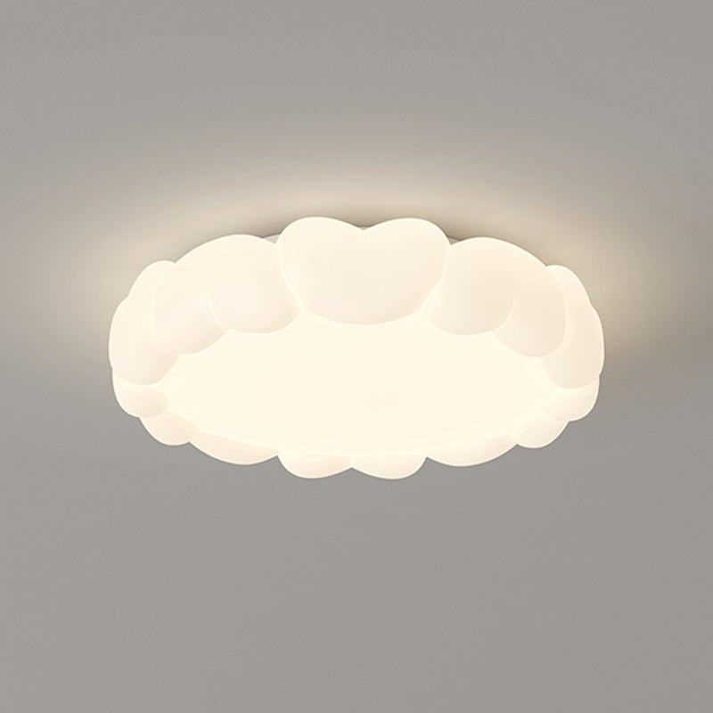 Modern Art Deco Iron-PE Heart-Shaped LED Flush Mount Ceiling Light for Kids’ Bedroom – Round Fixture