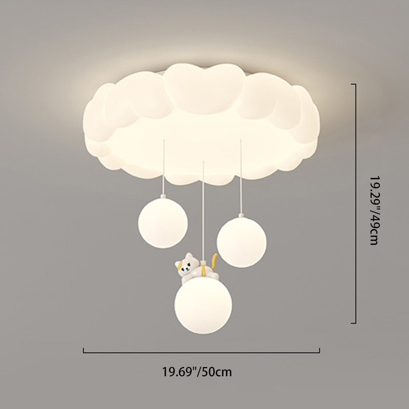 Modern Art Deco Iron-PE Heart-Shaped LED Flush Mount Ceiling Light for Kids’ Bedroom – Round Fixture