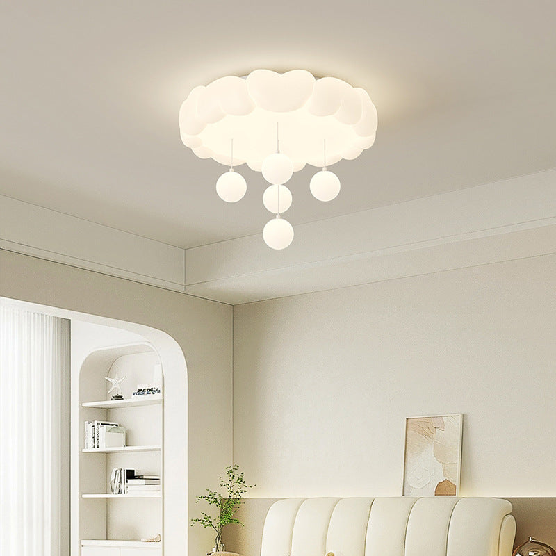 Modern Art Deco Iron-PE Heart-Shaped LED Flush Mount Ceiling Light for Kids’ Bedroom – Round Fixture