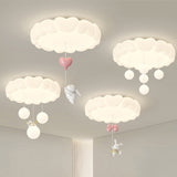 Modern Art Deco Iron-PE Heart-Shaped LED Flush Mount Ceiling Light for Kids’ Bedroom – Round Fixture