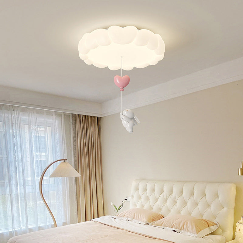 Modern Art Deco Iron-PE Heart-Shaped LED Flush Mount Ceiling Light for Kids’ Bedroom – Round Fixture
