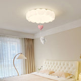 Modern Art Deco Iron-PE Heart-Shaped LED Flush Mount Ceiling Light for Kids’ Bedroom – Round Fixture