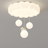 Modern Art Deco Iron-PE Heart-Shaped LED Flush Mount Ceiling Light for Kids’ Bedroom – Round Fixture