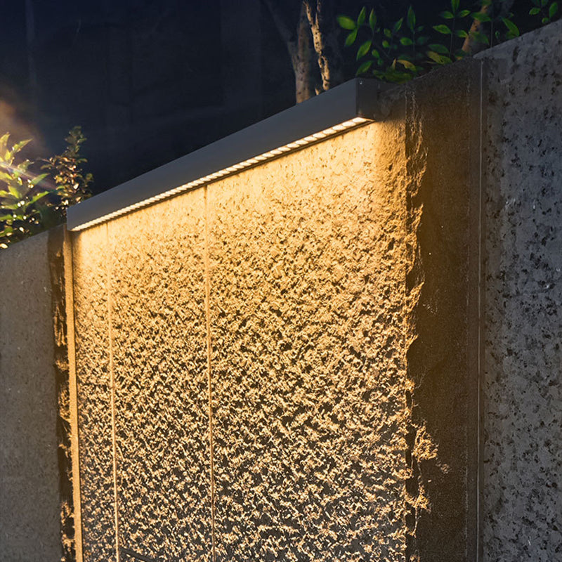 Modern Minimalist Solar LED Wall Sconce – Waterproof Aluminum Strip, Tempered Glass Wall Washer for Outdoor Patio