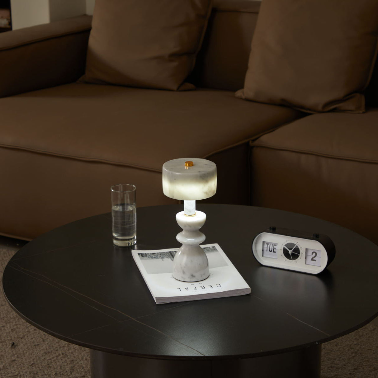 Sleek Modern Aluminum Marble USB LED Table Lamp