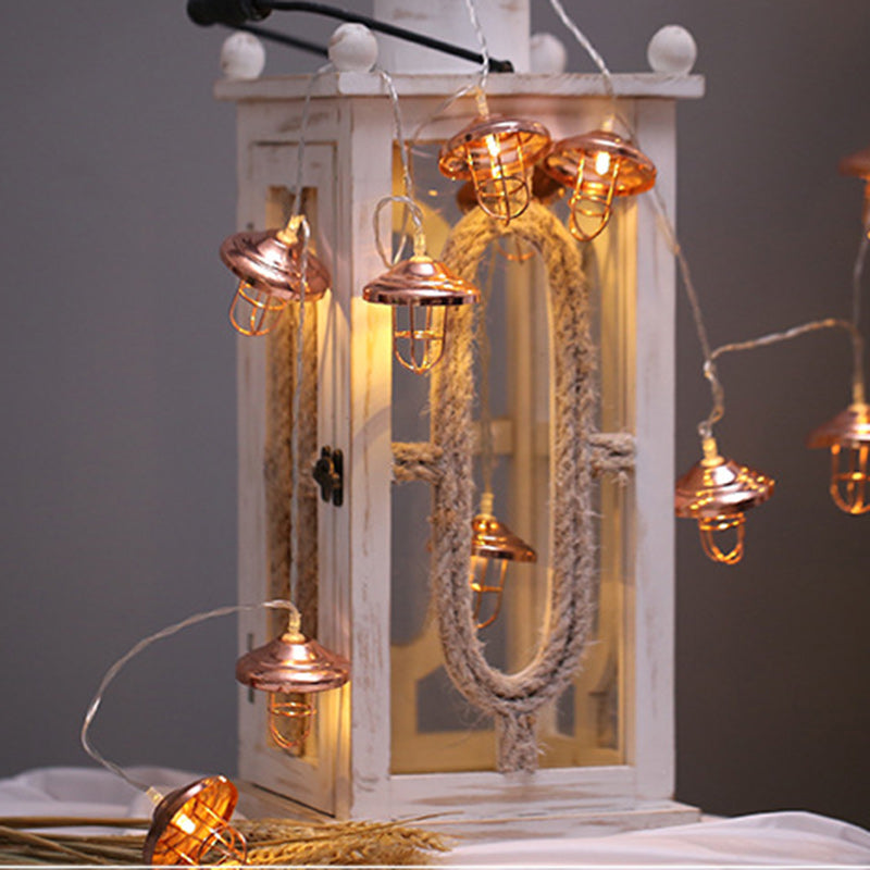 Chic Modern Art Deco Mini Lantern with LED String Light – Iron & Plastic for Bedroom