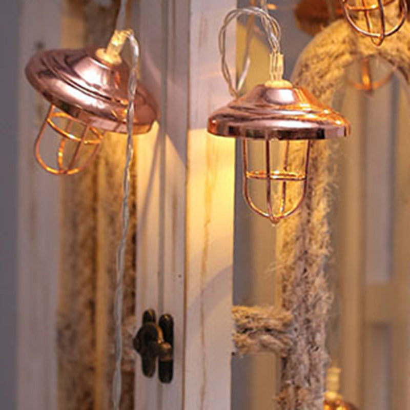 Chic Modern Art Deco Mini Lantern with LED String Light – Iron & Plastic for Bedroom