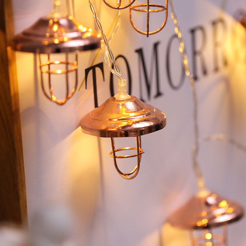 Chic Modern Art Deco Mini Lantern with LED String Light – Iron & Plastic for Bedroom