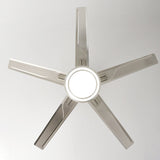 Contemporary Industrial Ceiling Fan with Iron Blades and LED Light — Downrod Mount for Living Room