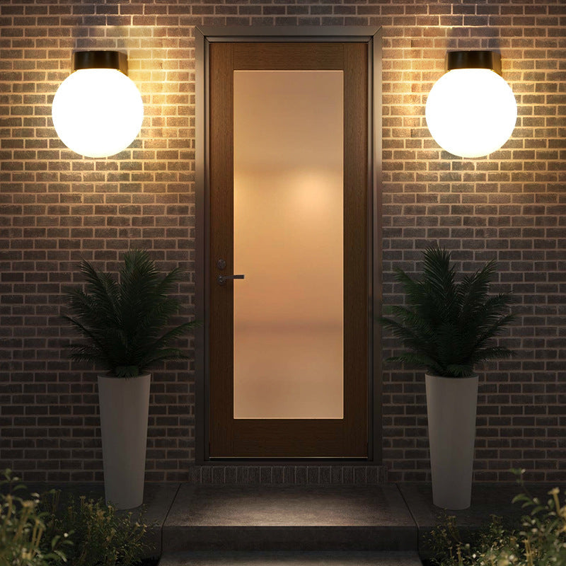 Modern Minimalist Waterproof Orb Wall Sconce – 1-Light Outdoor Patio Lamp (Polycarbonate & Acrylic)