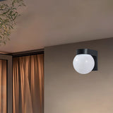 Modern Minimalist Waterproof Orb Wall Sconce – 1-Light Outdoor Patio Lamp (Polycarbonate & Acrylic)