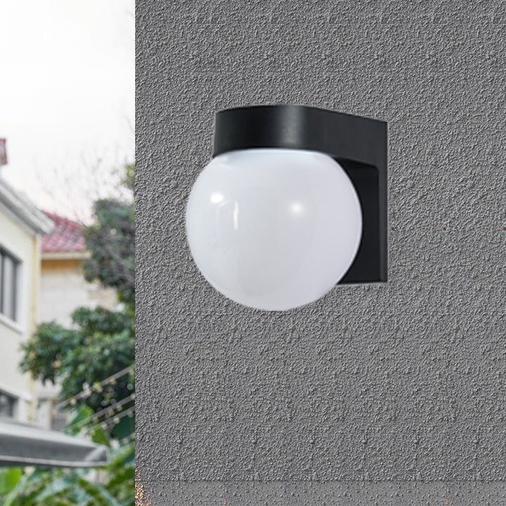 Modern Minimalist Waterproof Orb Wall Sconce – 1-Light Outdoor Patio Lamp (Polycarbonate & Acrylic)