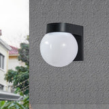 Modern Minimalist Waterproof Orb Wall Sconce – 1-Light Outdoor Patio Lamp (Polycarbonate & Acrylic)
