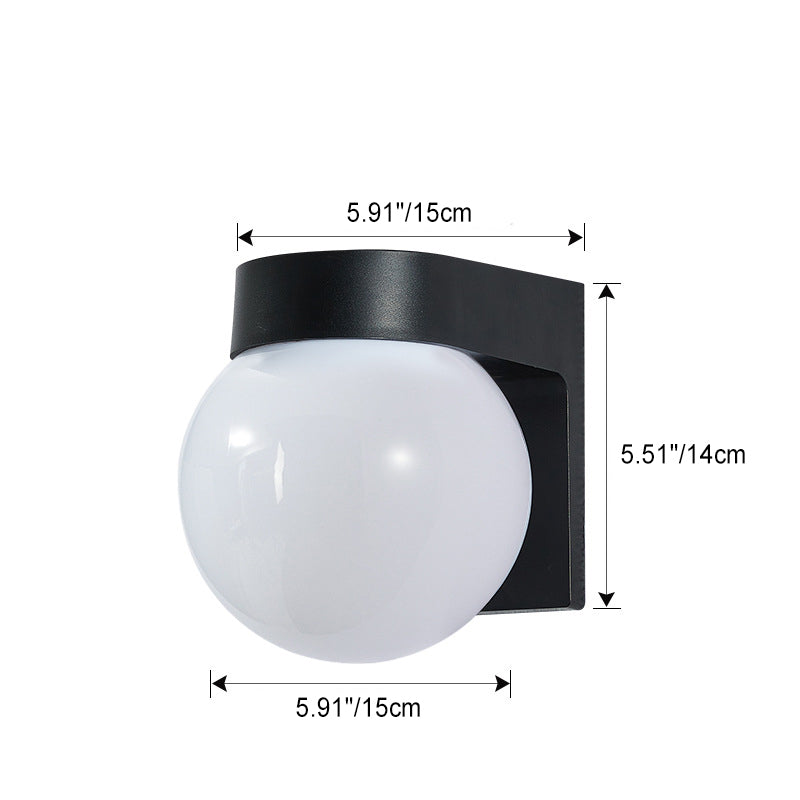 Modern Minimalist Waterproof Orb Wall Sconce – 1-Light Outdoor Patio Lamp (Polycarbonate & Acrylic)