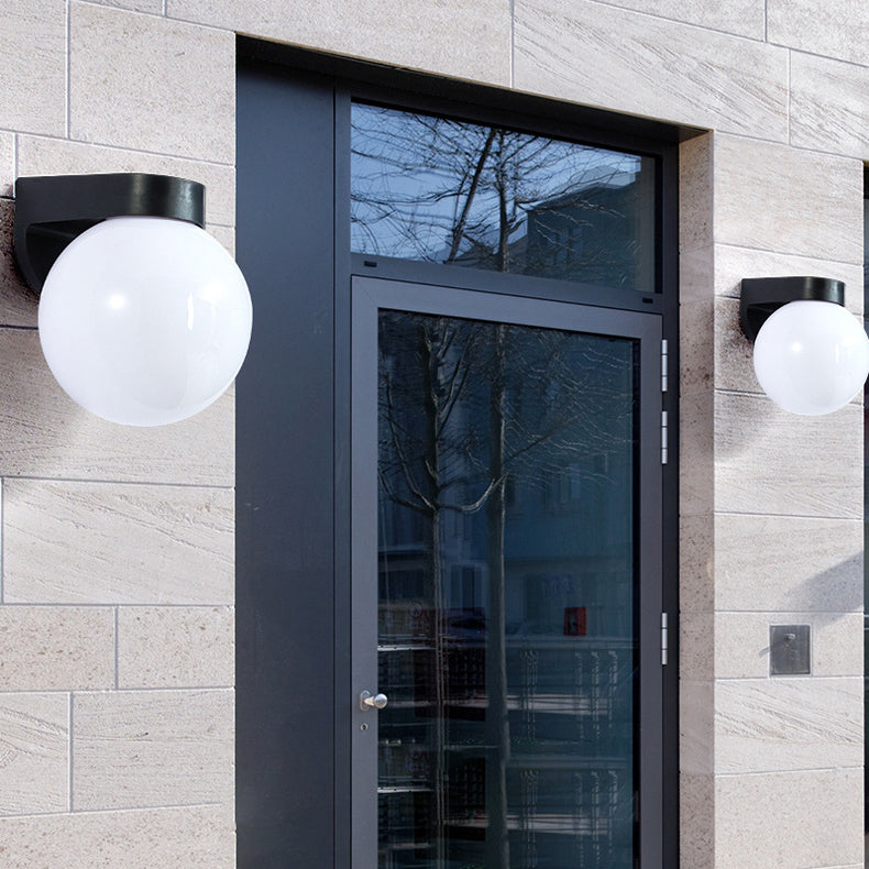Modern Minimalist Waterproof Orb Wall Sconce – 1-Light Outdoor Patio Lamp (Polycarbonate & Acrylic)