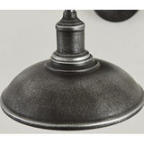 Contemporary Industrial Round Pot-Lid Style Wall Sconce - 1-Light Outdoor Patio Lamp with Curved Rod Iron Shade