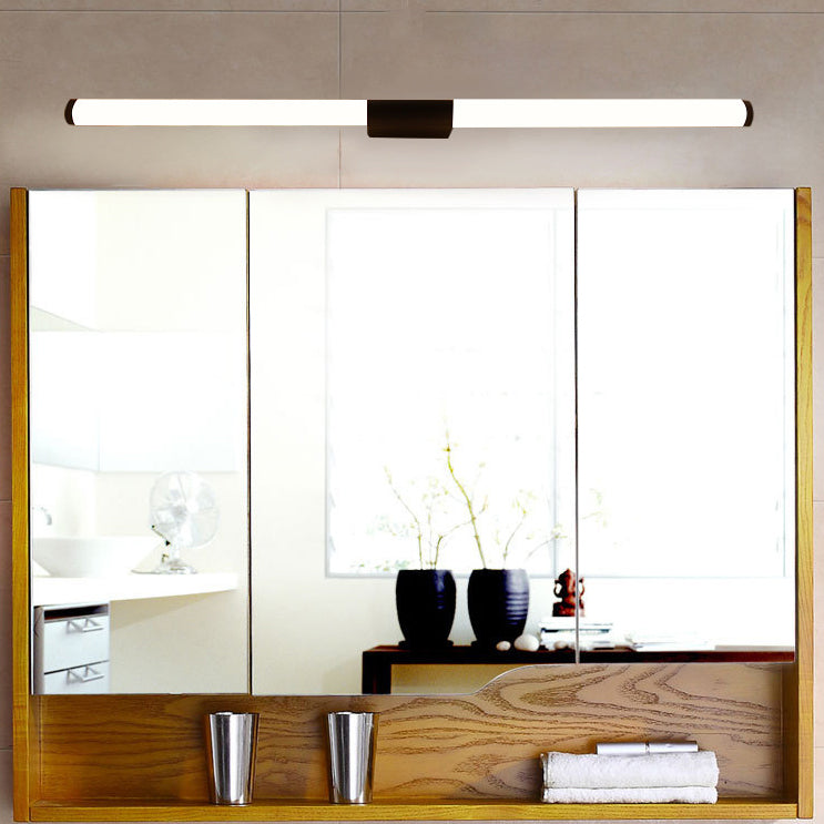 Modern Minimalist LED Vanity Wall Sconce — Cylindrical Iron Base with Aluminum-Acrylic Shade for Bathroom