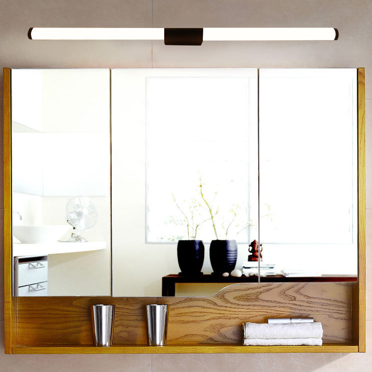 Modern Minimalist LED Vanity Wall Sconce — Cylindrical Iron Base with Aluminum-Acrylic Shade for Bathroom