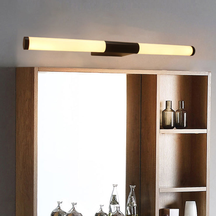 Modern Minimalist LED Vanity Wall Sconce — Cylindrical Iron Base with Aluminum-Acrylic Shade for Bathroom