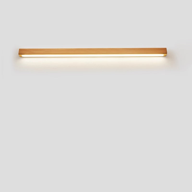 Japanese Minimalist Solid Wood LED Wall Sconce with Slim Strip Lamp