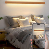 Japanese Minimalist Solid Wood LED Wall Sconce with Slim Strip Lamp