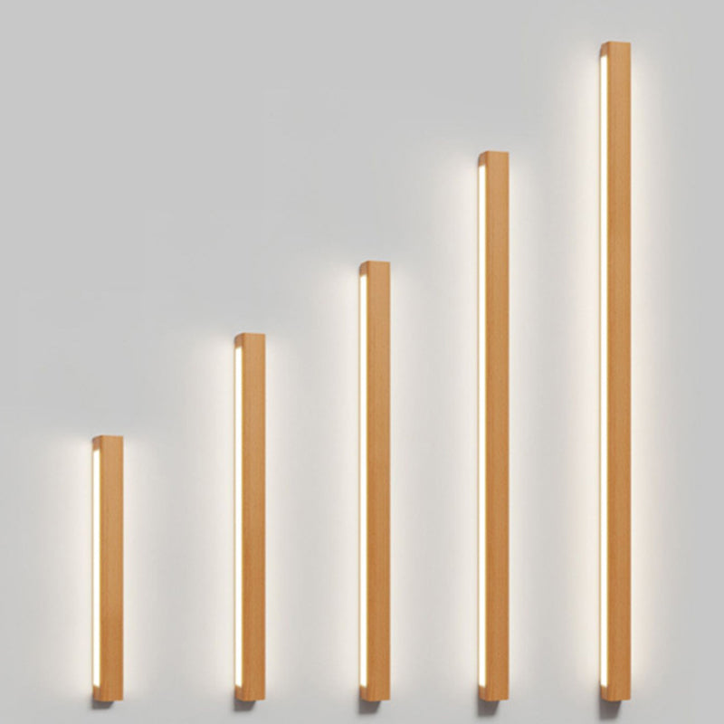 Japanese Minimalist Solid Wood LED Wall Sconce with Slim Strip Lamp