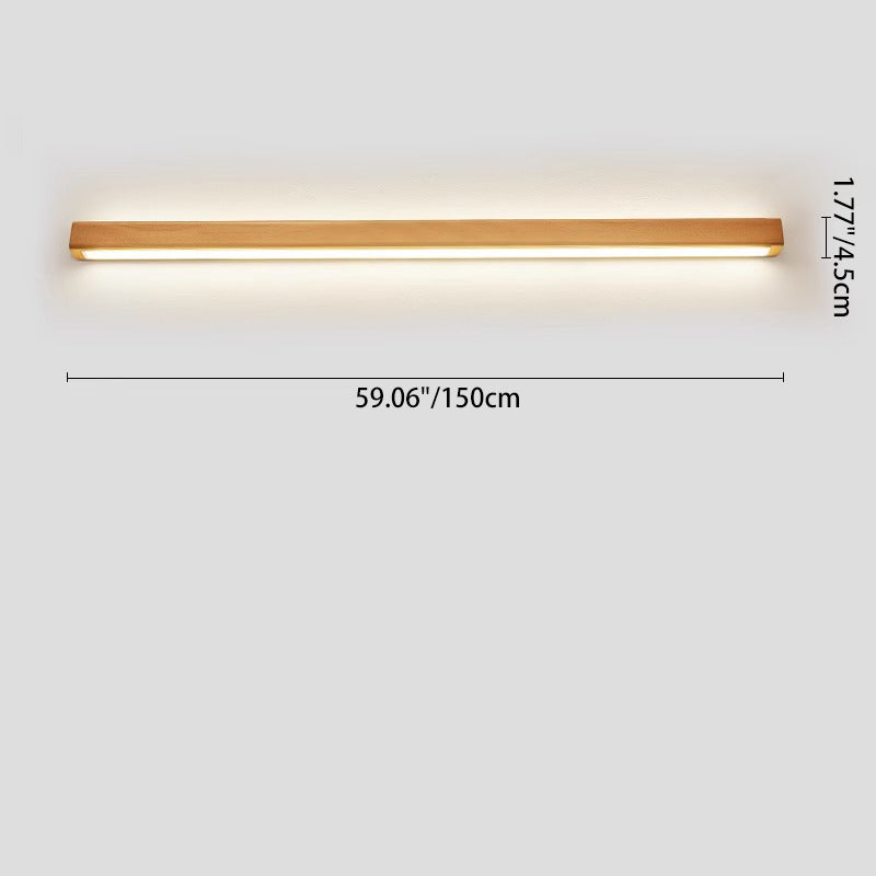 Japanese Minimalist Solid Wood LED Wall Sconce with Slim Strip Lamp