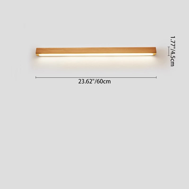 Japanese Minimalist Solid Wood LED Wall Sconce with Slim Strip Lamp