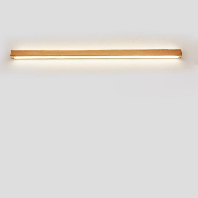 Japanese Minimalist Solid Wood LED Wall Sconce with Slim Strip Lamp