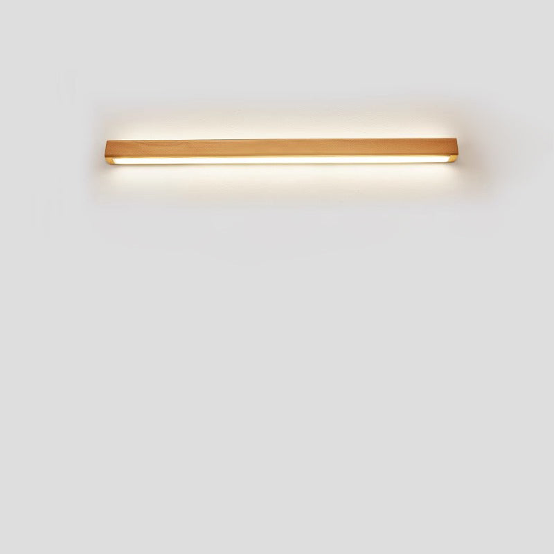 Japanese Minimalist Solid Wood LED Wall Sconce with Slim Strip Lamp