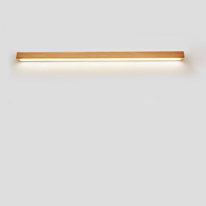 Japanese Minimalist Solid Wood LED Wall Sconce with Slim Strip Lamp