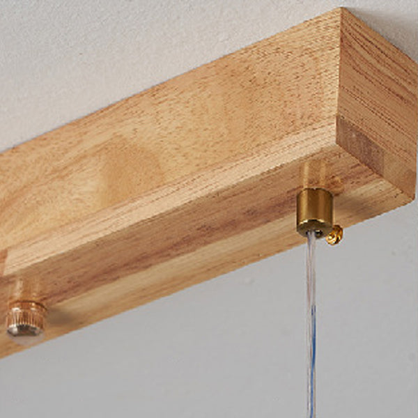 Traditional Japanese Rectangular Bar Wood Aluminum PC LED Island Light – Pendant Chandelier for Dining Room