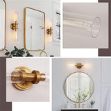 Sleek Modern Minimalist Cylinder Glass Iron Shade 2-Light Vanity Wall Sconce Lamp for Bathroom