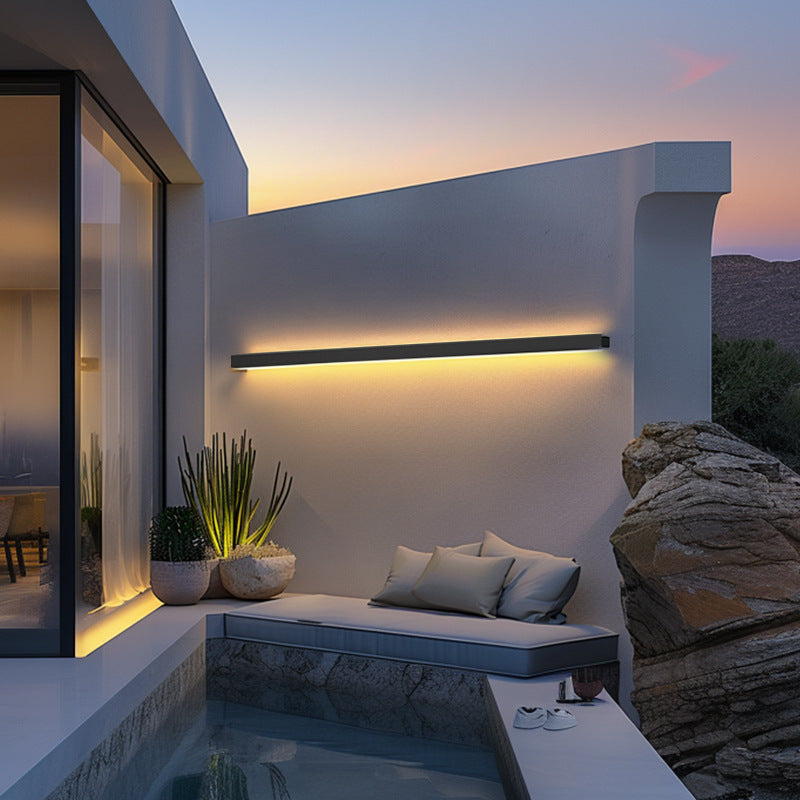 Modern Minimalist Outdoor LED Wall Sconce Lamp – Waterproof, Long Aluminum & Acrylic Construction for Patio