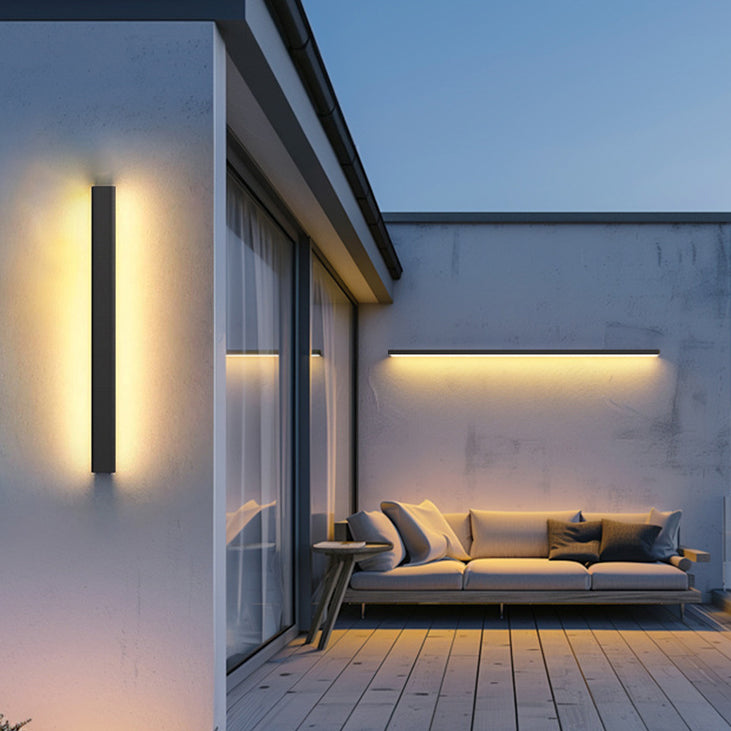Modern Minimalist Outdoor LED Wall Sconce Lamp – Waterproof, Long Aluminum & Acrylic Construction for Patio