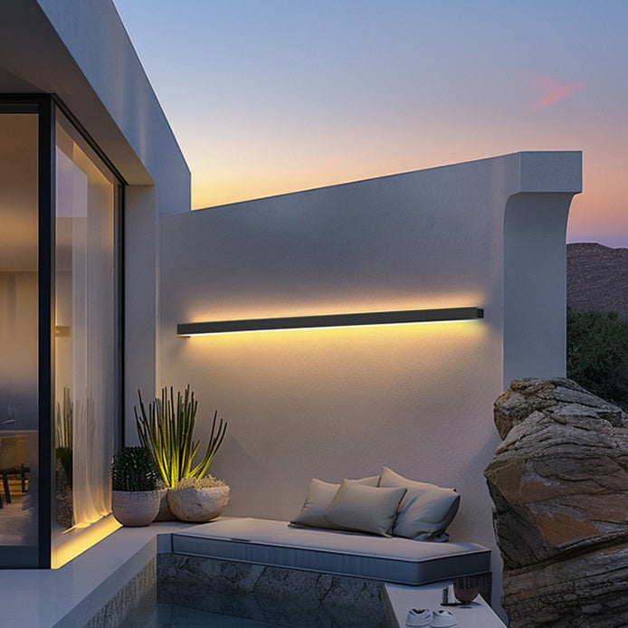 Modern Minimalist Outdoor LED Wall Sconce Lamp – Waterproof, Long Aluminum & Acrylic Construction for Patio