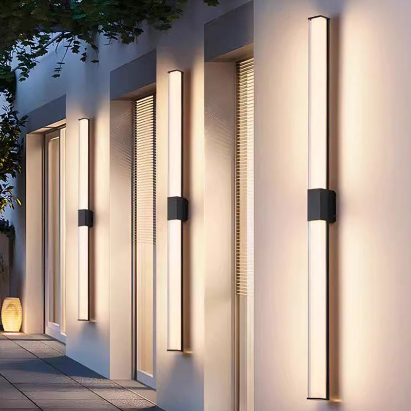 Sleek Modern Minimalist Waterproof Rectangular Outdoor Wall Sconce – Long Aluminum-PC Lamp for Garden