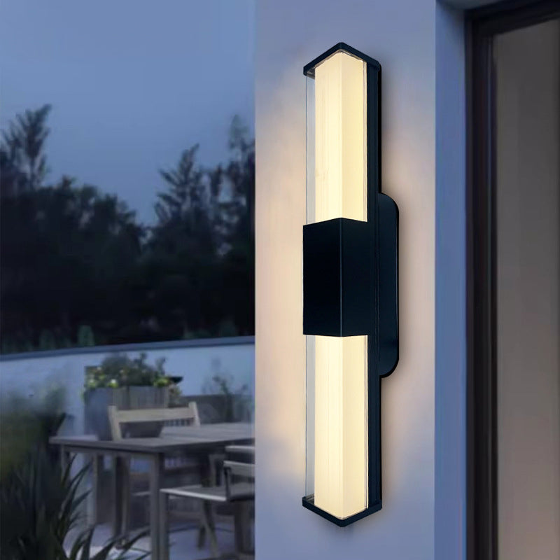 Sleek Modern Minimalist Waterproof Rectangular Outdoor Wall Sconce – Long Aluminum-PC Lamp for Garden