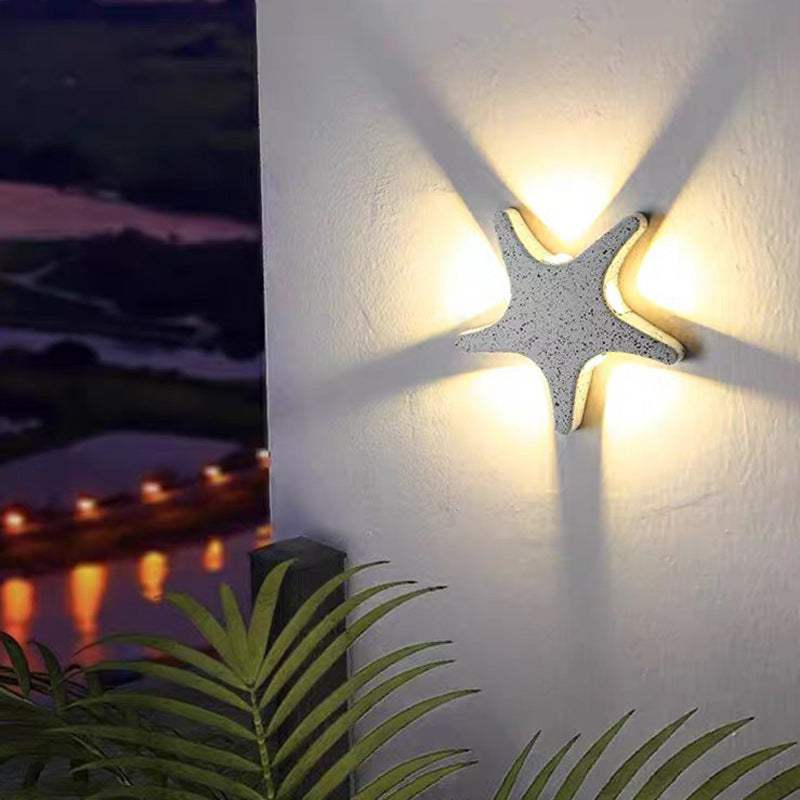 Modern Waterproof Starfish LED Wall Sconce - Die-Cast Aluminum & Acrylic Outdoor Patio Lighting