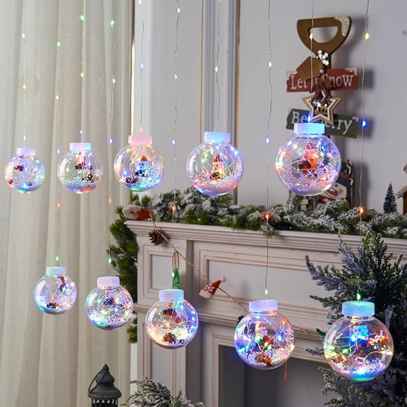 Modern LED Snowman and Christmas Tree Decoration with String Lights for Living Room