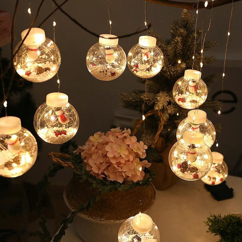 Modern LED Snowman and Christmas Tree Decoration with String Lights for Living Room