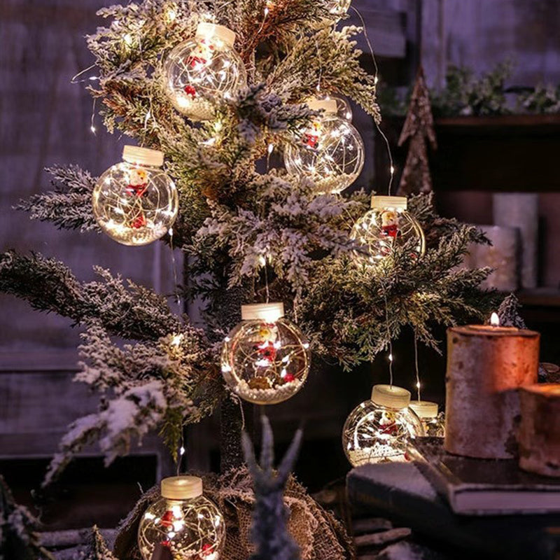 Modern LED Snowman and Christmas Tree Decoration with String Lights for Living Room