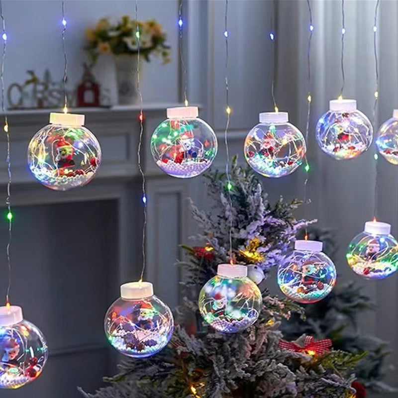 Modern LED Snowman and Christmas Tree Decoration with String Lights for Living Room