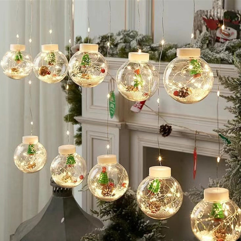 Modern LED Snowman and Christmas Tree Decoration with String Lights for Living Room